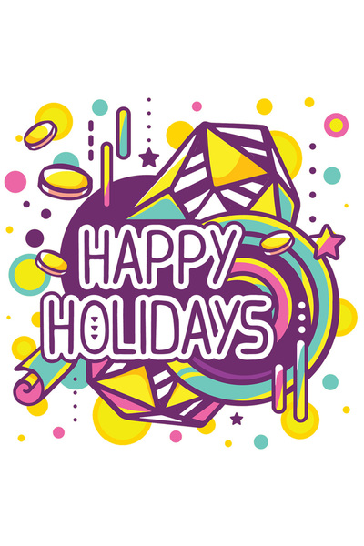 StoryGift Romania Sticker Eticheta 40CM Cu Mesaj In Engleza Happy Holidays, Vacanta, Abstract, geometric, cu Ma