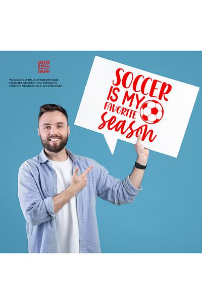 StoryGift Romania Adhesive Sticker 90CM Exterior with ball for football lovers with the message "Soccer is my favo