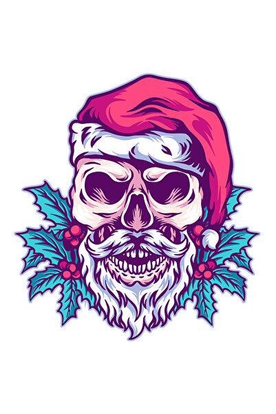 StoryGift Romania Sticker Autocolant 70CM Cu Craniu, Iarna, Mos Craciun, Frun...