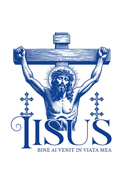 StoryGift Romania Sticker Adeziv 90CM cu Iisus Hristos Atarnat Pe Cruce Text ...