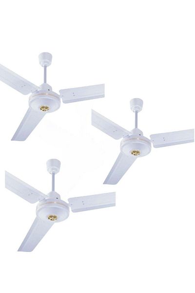 Klikon 3 Pieces of 56" Inch 3 Blade Ceiling Fan with Speed Regulator 75 Watts White KCF-501