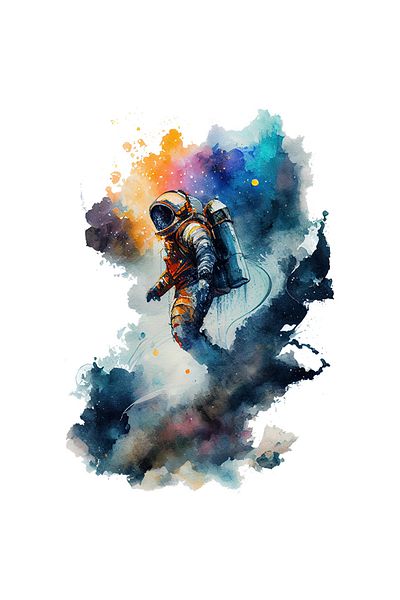 StoryGift Romania Sticker Autocolant 70CM Cu Pictura Astronaut In Spatiu, Iubitorii De Astronomie, Cer Colorat,