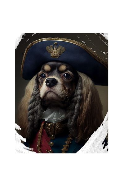 StoryGift Romania Sticker Adeziv 90CM Cu Portret Caine Pirat, Palarie Cu Simbol Regesc, Tinuta Eleganta, Iubitor