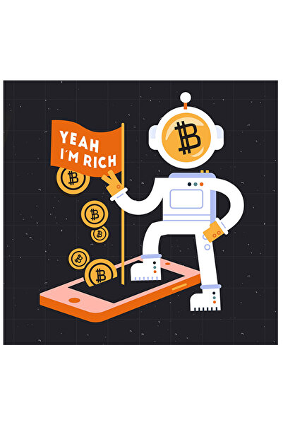 StoryGift Romania Sticker Eticheta 40CM Personalizata Cryptomonede, Sunt Bogat, Bitcoin, Yeah I'm Rich, cu Marg