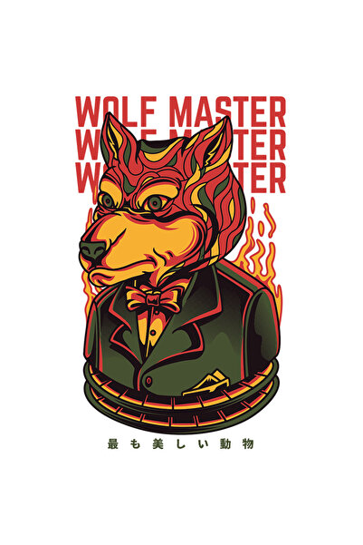 StoryGift Romania Sticker Eticheta 40CM Cu Cap De Lup In Flacari In Costum Cu...