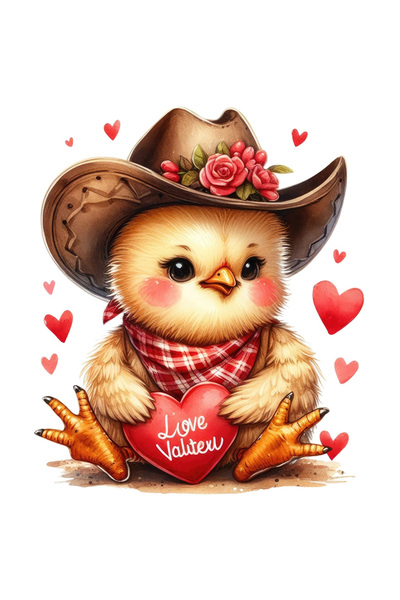 StoryGift Romania Sticker Adeziv 90CM cu un puisor de gaina care tine o inimi...