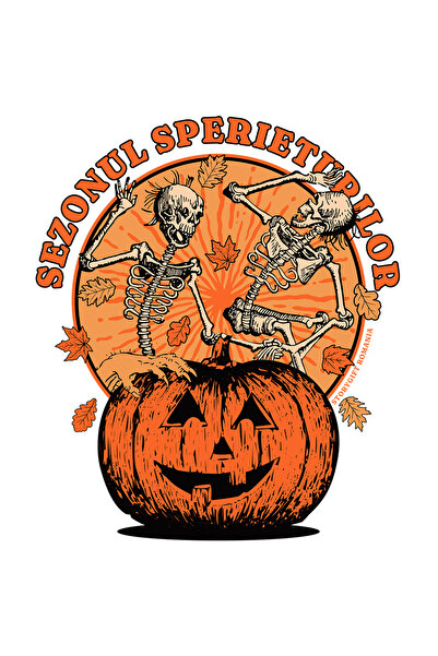 StoryGift Romania Sticker Adeziv 90CM Adeziv sezonul sperieturilor schelete si dovleac H4ALLowen cu Margini Albe