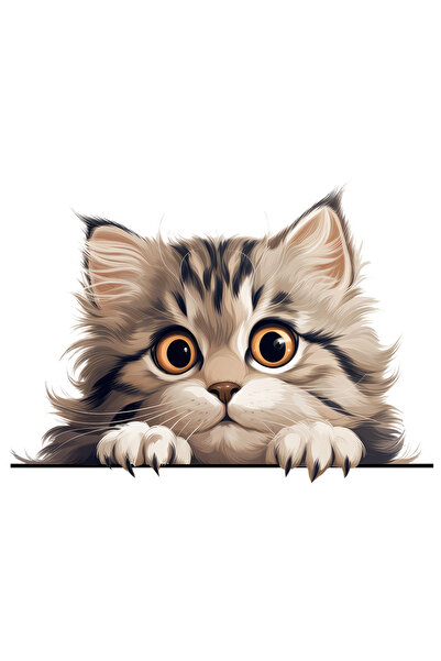 StoryGift Romania Sticker Eticheta 40CM cu o pisicuta uimita, ilustratie, spe...