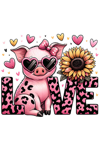 StoryGift Romania Sticker Adeziv 90CM cu purcelus fericit cu mesajul "Love", ...