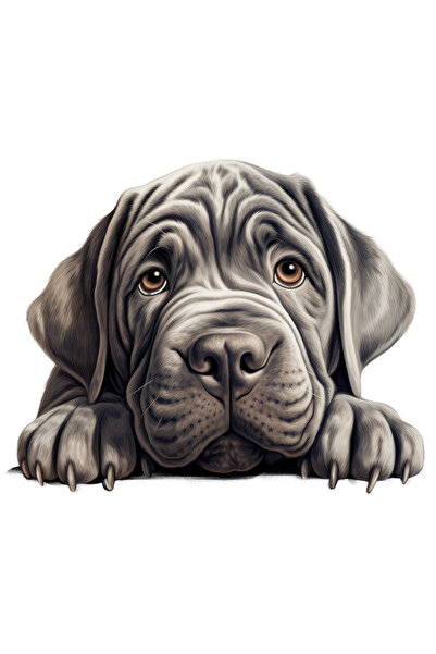 StoryGift Romania Sticker Cu Un Catel Posomorat, Ilustratie, Cenusiu, Pentru ...