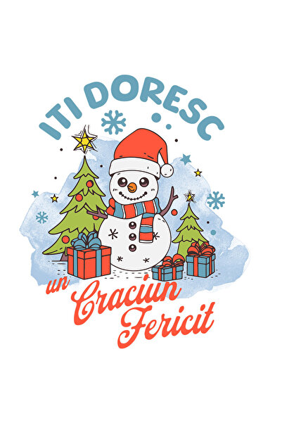 StoryGift Romania Sticker Autocolant 70CM cu Om De Zapada Vesel Cu Caciual Mo...