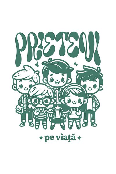 StoryGift Romania Sticker Eticheta 50CM Adeziv grup de prieteni pe viata iubire familie cu Margini Albe, PVC Vin