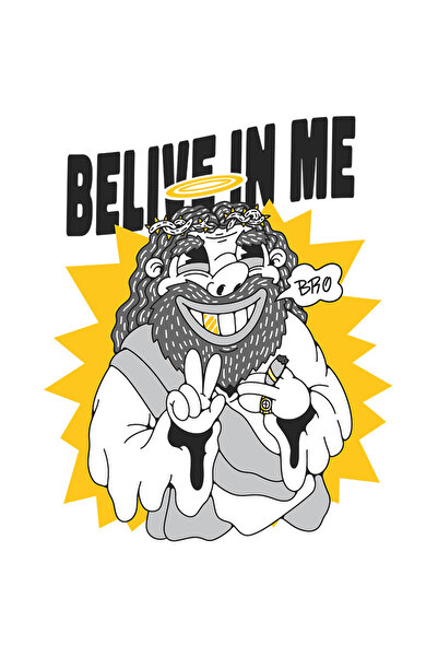 StoryGift Romania Sticker Cu Hippie Jesus, Text In Engleza Belive In Me, Cres...