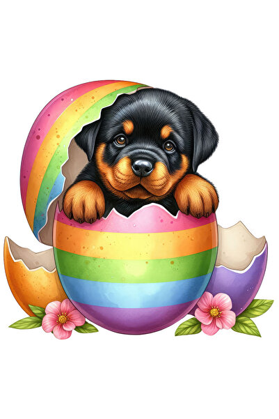 StoryGift Romania Sticker Adeziv 90CM cu un catelus Rottweiler, ilustratie, t...