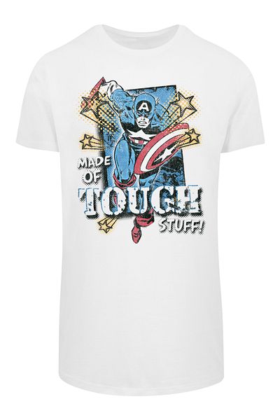 F4NT4STIC Herren Marvel Captain America Made Of Tough Stuff - weiß mit geformtem langem T-Shirt