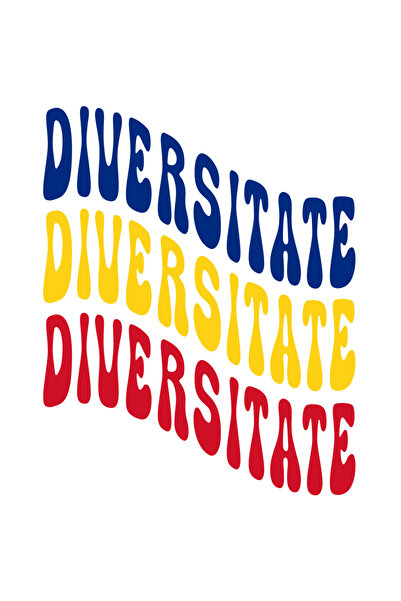 StoryGift Romania Sticker Autocolant 70CM Cuvantul Diversitate, in Culorile Steagului Romaniei, Rosu, Galben, Al