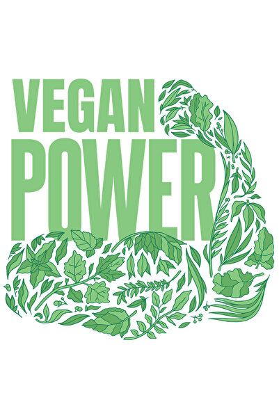 StoryGift Romania Sticker Eticheta 50CM Cu Mesaj In Engleza Vegan Power, Muschi, Frunze, cu Margini Albe, PVC V