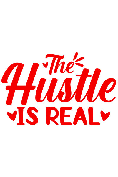 StoryGift Romania Sticker Exterior cu inimioare si textul "The hustle is real" - munca este reala efort obie