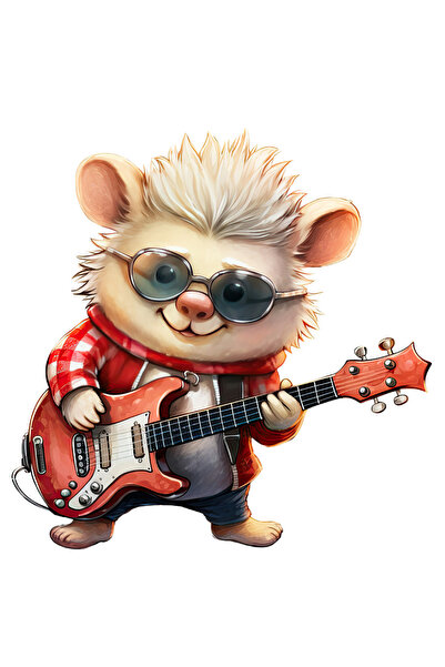 StoryGift Romania Sticker Eticheta 50CM cu un arici care canta la chitara, in...