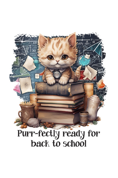 StoryGift Romania Sticker Cu O Pisicuta Care Sta Pe Un Teanc Cu Carti, Ilustr...