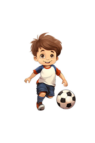 StoryGift Romania Sticker Eticheta 40CM cu un baietel care joaca fotbal, ilus...