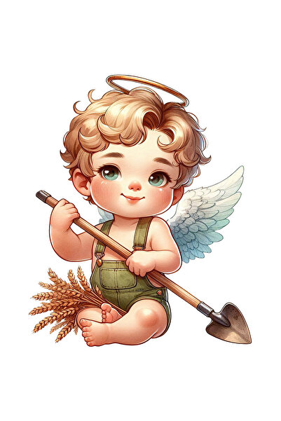 StoryGift Romania Sticker Adeziv 90CM cu un bebelus cu aripi care munceste, i...