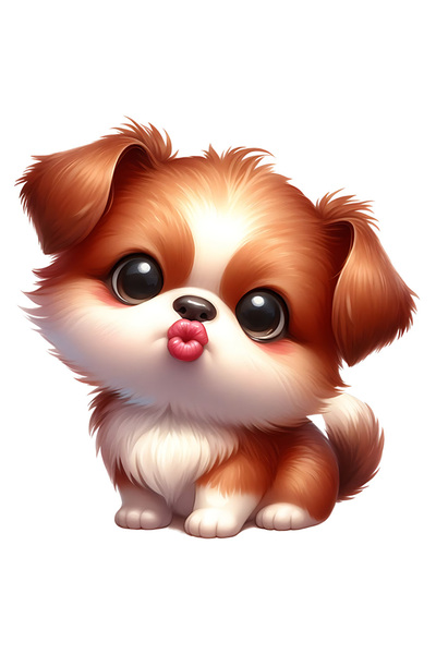 StoryGift Romania Sticker Eticheta 40CM cu un catelus care da un pupic, ilust...