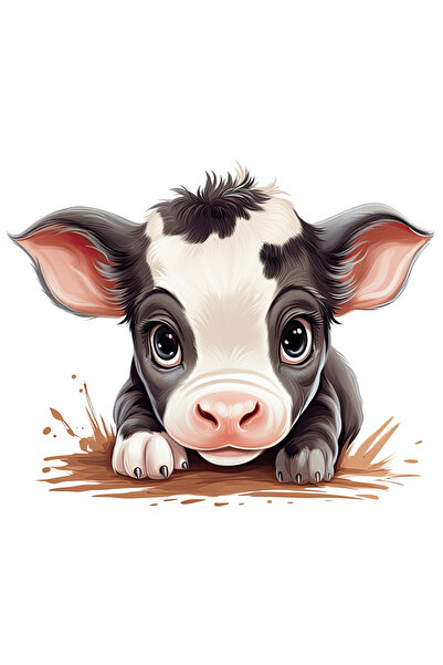 StoryGift Romania Sticker Cu Un Vitelus, Ilustratie, Pentru Copii, Grija, Mit...