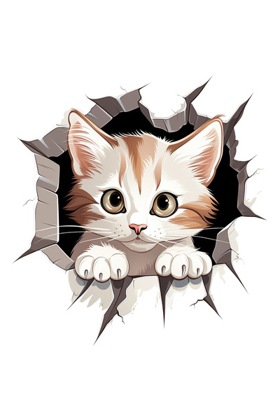 StoryGift Romania Sticker Eticheta 40CM cu o pisicuta care scoate capul print...