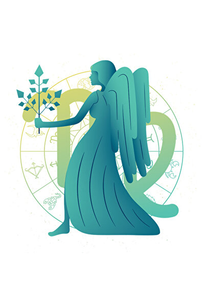 StoryGift Romania Sticker Autocolant 70CM Cu Zeita Zodie Fecioara, Albastru, Mituri, Zodiac, Multicolor cu Marg