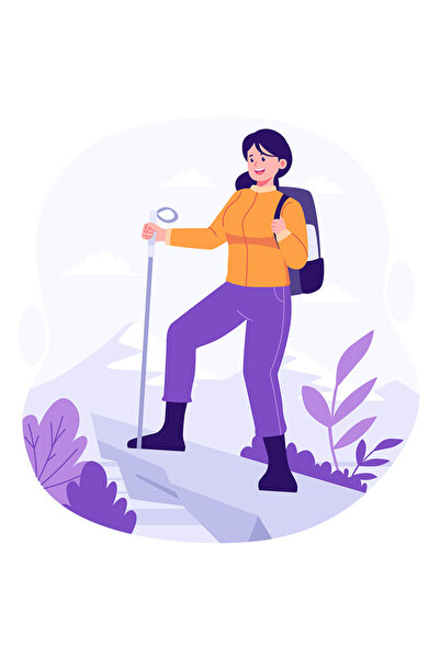 StoryGift Romania Sticker Autocolant 70CM Cu Drumetie, Femeie, Calatorie, Bat, Munte, Plante, cu Margini Albe,