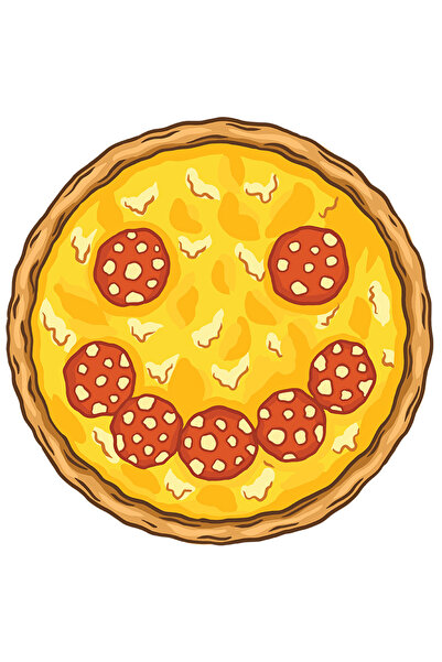 StoryGift Romania Sticker Adeziv 90CM Cu Pizza Salami Pepperoni, Smiley Face, Italia, Iubitorii De Fast Food, Mu