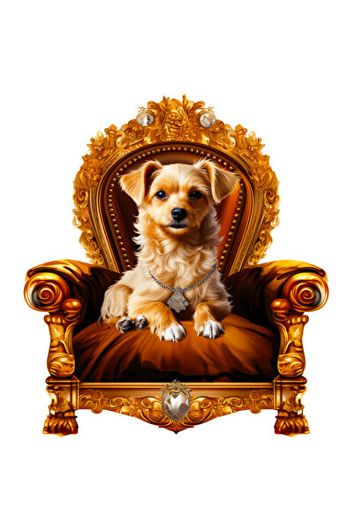 StoryGift Romania Sticker Eticheta 40CM cu un catel care sta pe un scaun de n...