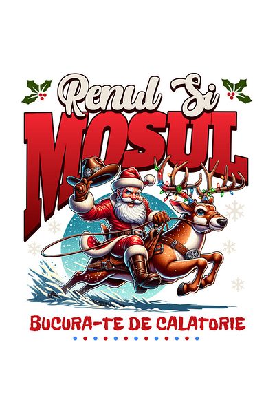 StoryGift Romania Sticker Eticheta 50CM cu Mos Cracin Pe Ren Impodobit Text Bucura-te de Calatorie, Cadouri, Vit