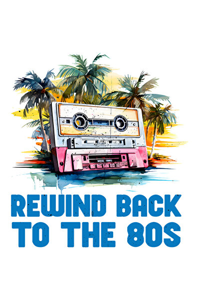 StoryGift Romania Sticker Autocolant 70CM cu mesajul "Rewind back to the 80s"...