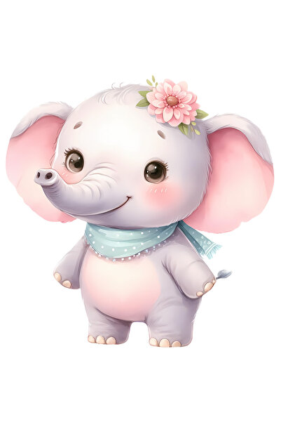 StoryGift Romania Sticker Adeziv 90CM cu un pui de elefant vesel, ilustratie,...