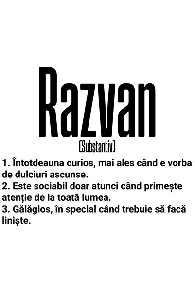 StoryGift Romania Sticker Eticheta 40CM Cu Numele Razvan, Cu Mesaj Amuzant, C...