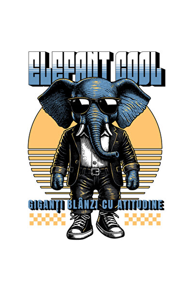 StoryGift Romania Sticker Autocolant 70CM Adeziv Elefant cool. Giganți blânzi...