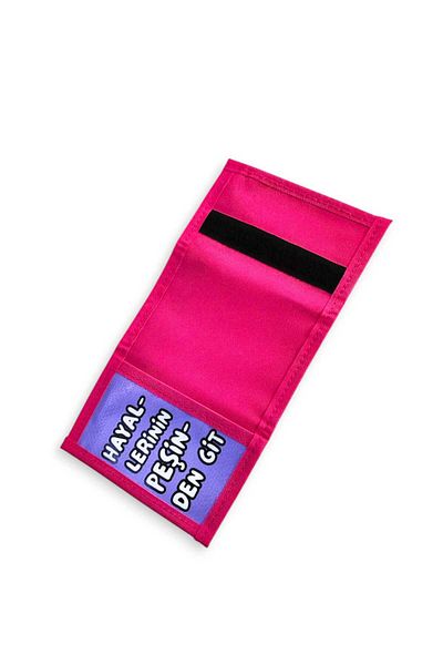 Bebek Özel Velcro Girl's Wallet Zippered Wallet Follow Your Colorful Dreams Printed Wallet