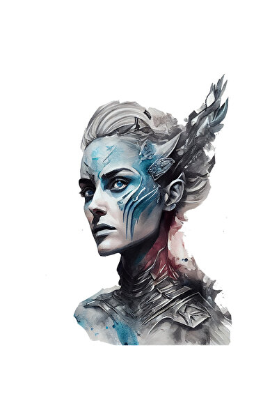 StoryGift Romania Sticker Autocolant 70CM Cu Portret Razboinica Armura De Metal, Pictura Curgatoare, Zeita Zapez