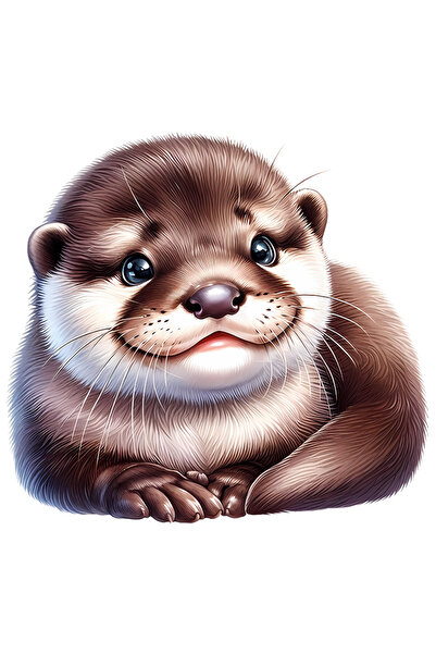 StoryGift Romania Sticker Cu O Vidra Timida, Ilustratie, Jucausa, Curioasa, A...