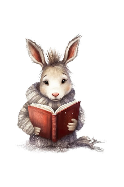 StoryGift Romania Sticker Autocolant 70CM cu un iepuras care citeste, ciufuli...