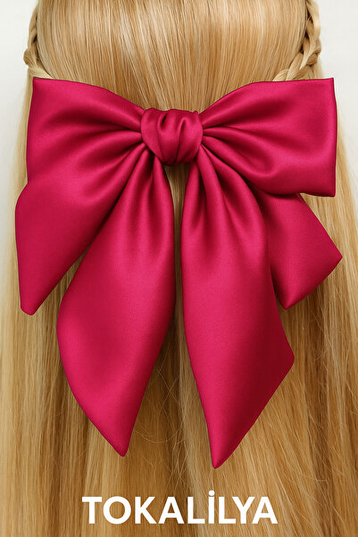 TOKALİLYA Kadın saten fiyonk metal klipsli saç tokası