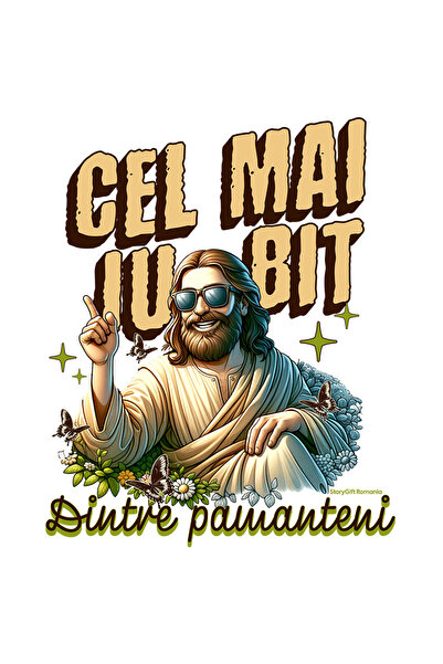 StoryGift Romania Sticker Cu Iisus Hristos Cu Ochelari De Soare Vesel Text Ce...