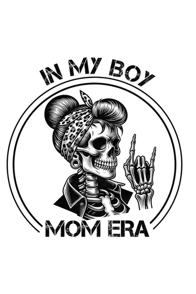 StoryGift Romania Sticker Eticheta 40CM cu un schelet de femeie cu mesajul "In my boy Mom Era", ilustratie, mama
