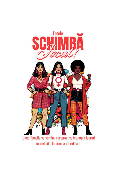 StoryGift Romania Sticker Eticheta 40CM Adeziv Trei Femei Puternice Text Moti...