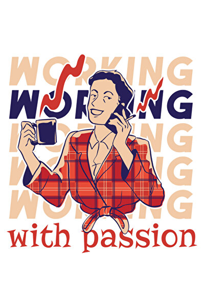 StoryGift Romania Sticker Adeziv 90CM Working with Passion, Cafea, Ciocolata Calda, Ceai, Telefon, Call Center,