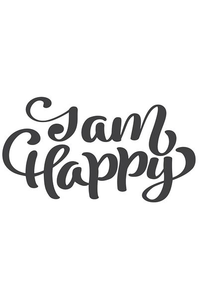 StoryGift Romania Sticker 15 Cm Cu Mesaj I Am Happy, Motivational, Persoana Draga, Fericire, Negru, Cu Margini Al