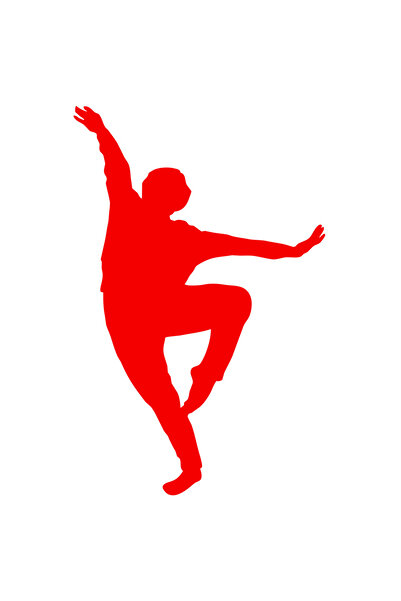 StoryGift Romania Sticker Autocolant 30CM Exterior cu un baiat care danseaza - miscari , Vinyl Rosu, 30 cm