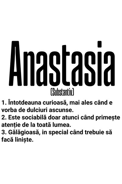 StoryGift Romania Sticker Cu Numele Anastasia, Si Mesaj Amuzant, Curioasa, So...